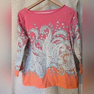 Talbots Cotton Spandex‎ Top Paisley Medium